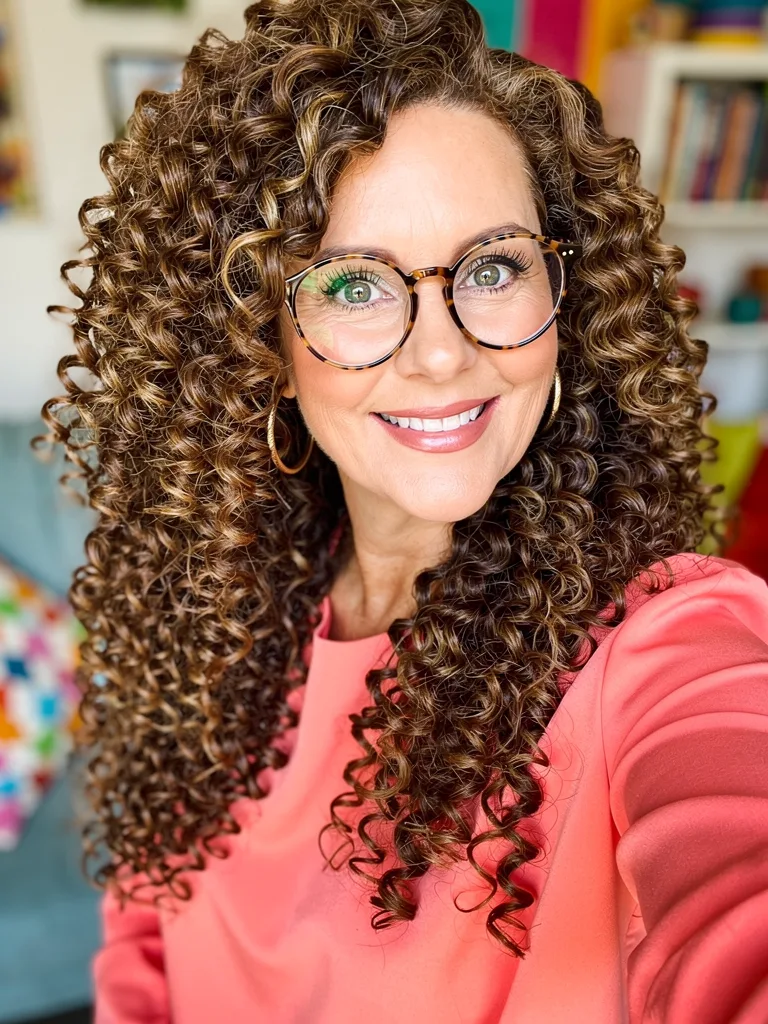 Long Layered Curls with Honey-Kissed Chocolate